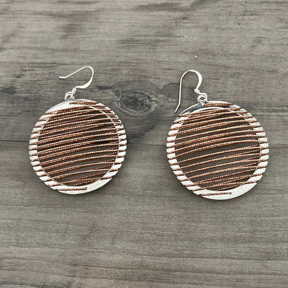 Rose gold and silver earrings